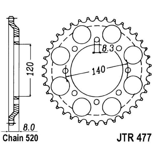 Reťazová rozeta JT JTR 477-43 43T, 520
